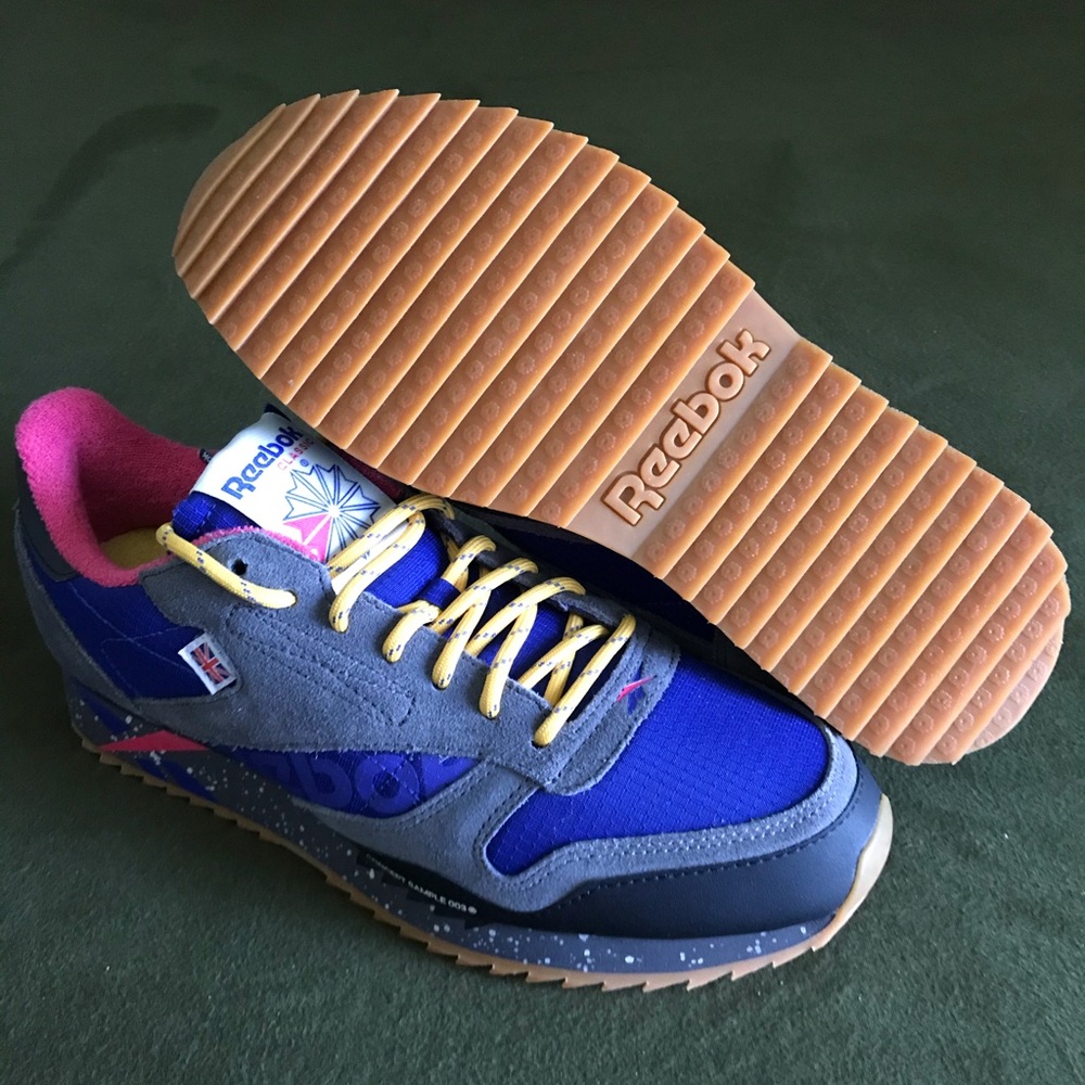 Reebok Classic Leather Ripple Sneakers Size 8.5 NWB Retro Blue Pink Hiking